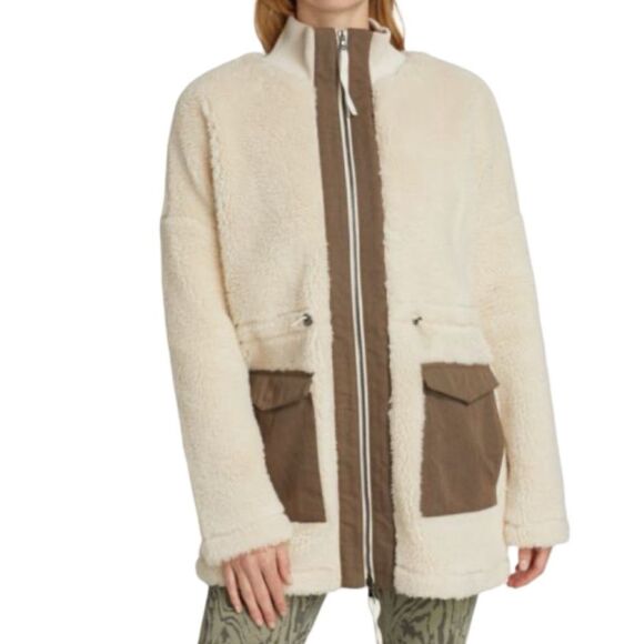 Te Verde Jackets & Blazers - NWT Sherpa Drawstring Jacket with Woven Pockets and Placket.  Ivory.  Large